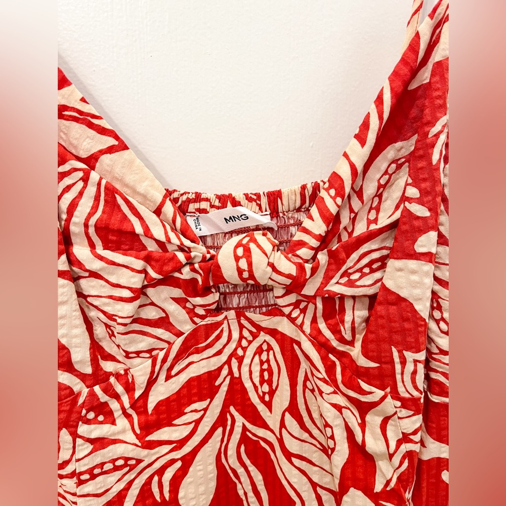 NWOT - Mango Tropical Print Cutout Midi Dress - Picture 5 of 10